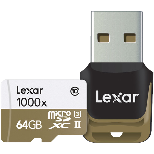 Lexar 64GB Professional 1000x microSDXC UHS-II Memory Card with USB 3.0 Card Reader