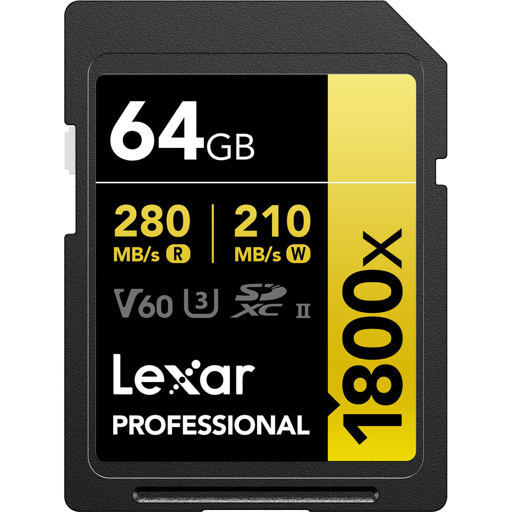 Lexar 64GB Professional 1800x UHS-II SDXC Memory Card