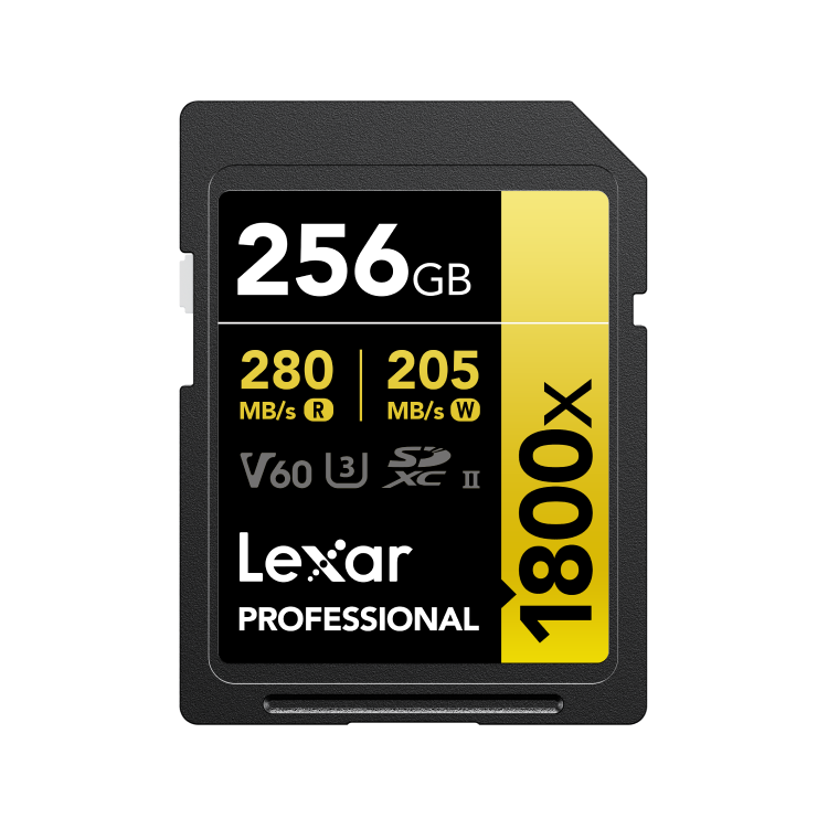 Lexar 256GB Professional 1800x SDXC UHS-II Card GOLD Series