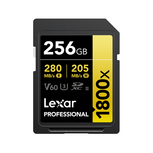 Lexar 256GB Professional 1800x SDXC UHS-II Card GOLD Series