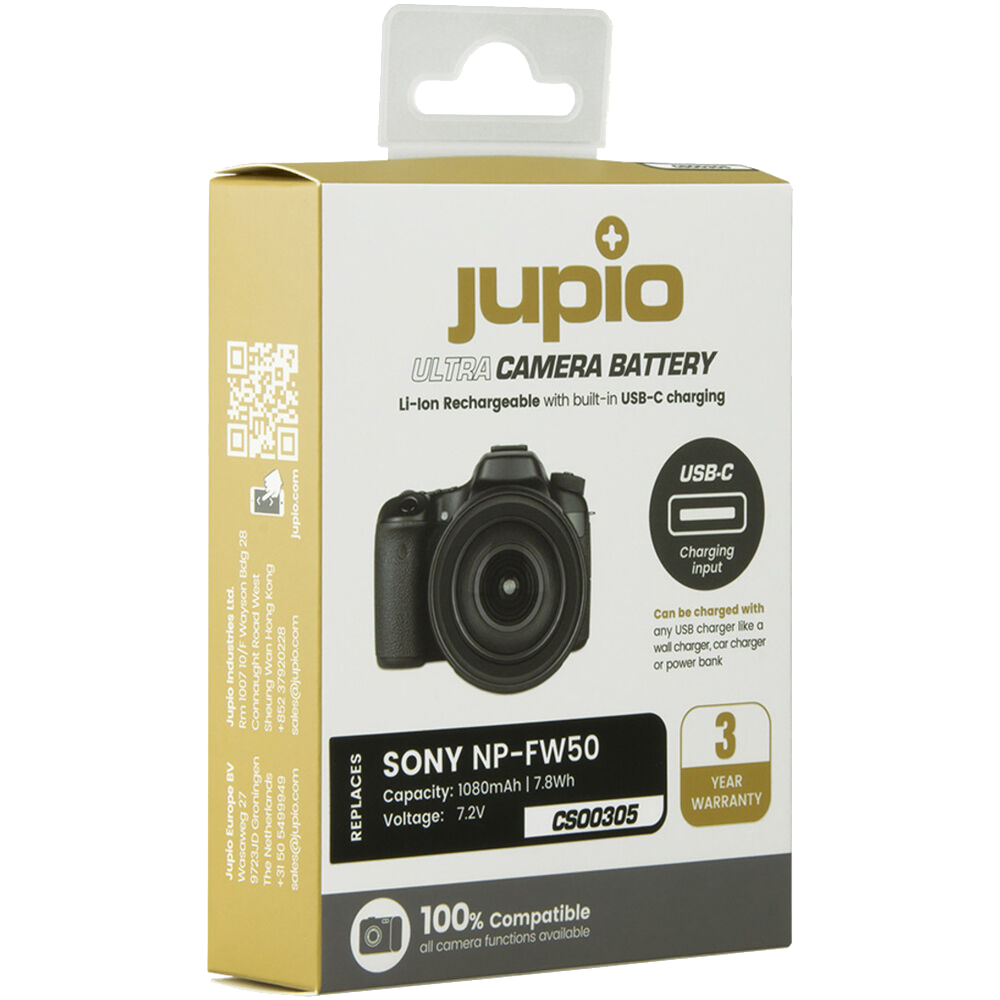 Jupio NP-FW50 Ultra C Battery with USB-C Charging Port