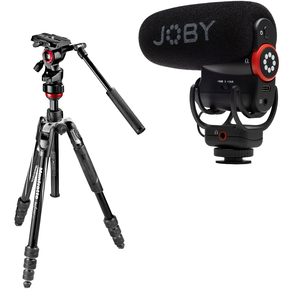 Manfrotto Befree Live Aluminum Video Tripod Kit with Wavo PLUS Microphone