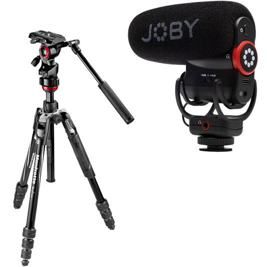 Manfrotto Befree Live Aluminum Video Tripod Kit with Wavo PLUS Microphone