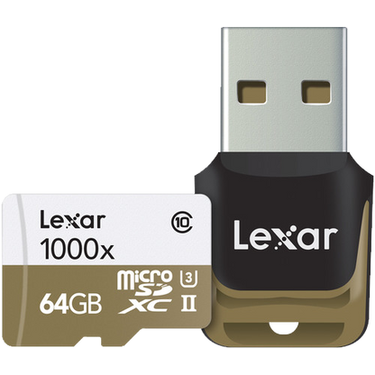 Lexar 64GB Professional 1000x microSDXC UHS-II Memory Card with USB 3.0 Card Reader