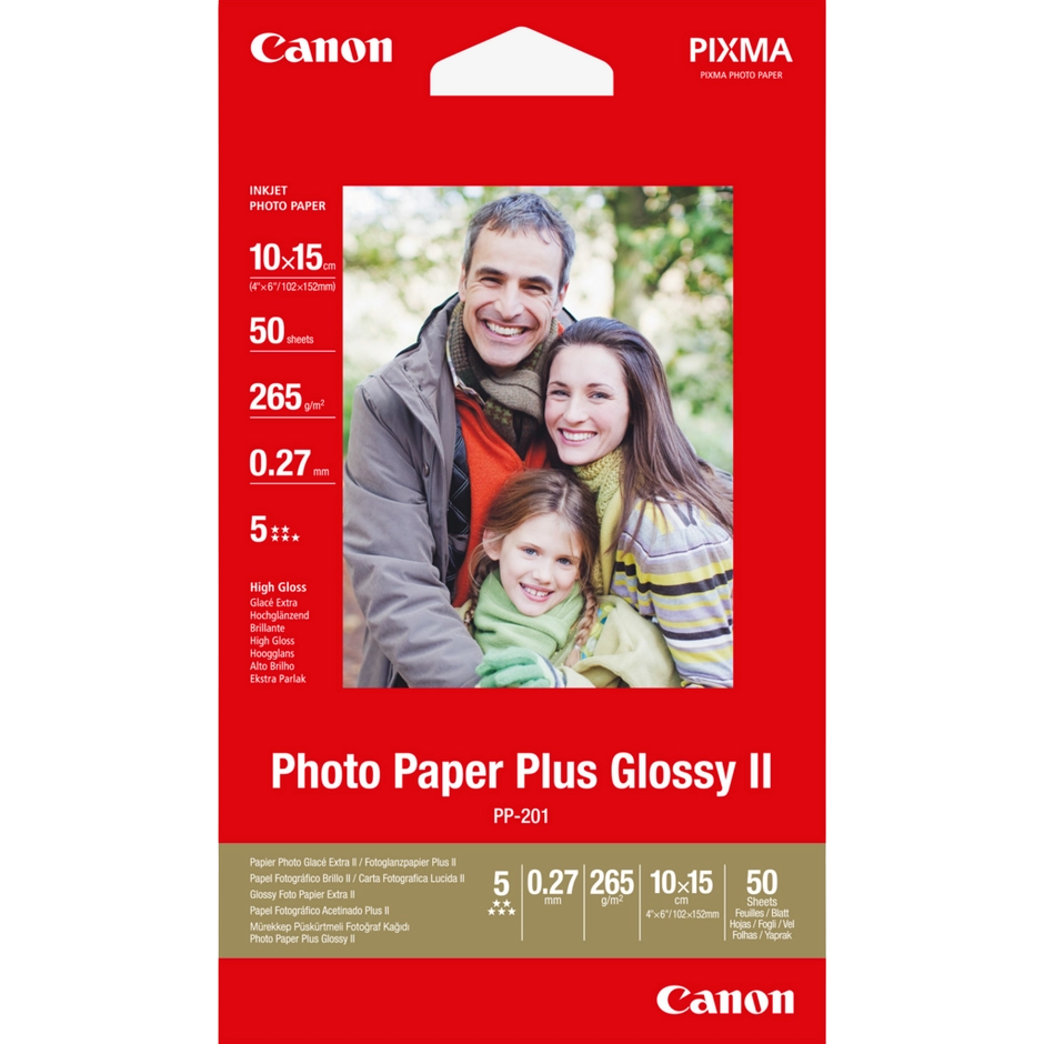 Canon PP-201 Glossy II Photo Paper Plus 10 x 15 cm – 50 Sheets