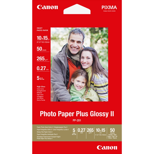 Canon PP-201 Glossy II Photo Paper Plus 10 x 15 cm – 50 Sheets