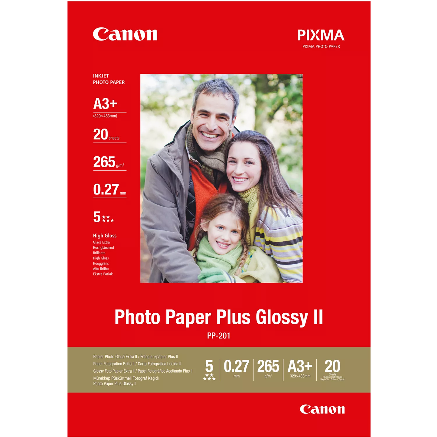 Canon PP-201 Glossy II Photo Paper Plus A3 Plus - 20 Sheets