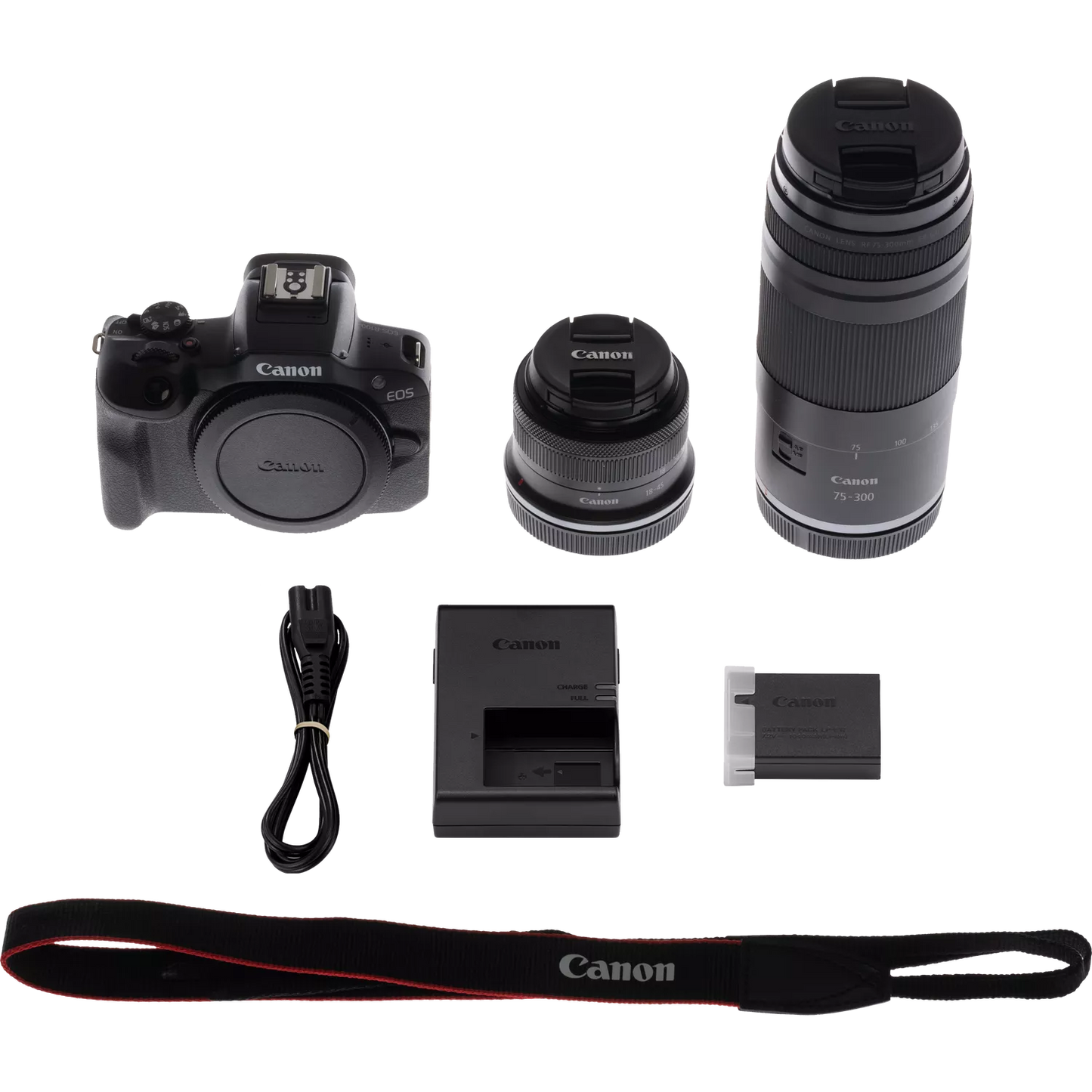 Canon EOS R100 Mirrorless Camera + RF-S 18-45mm F4.5-6.3 IS STM Lens + RF 75-300mm F4-5.6 Lens