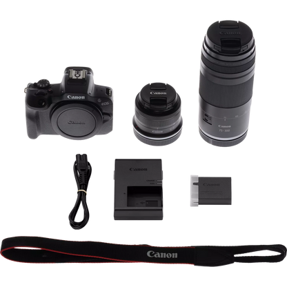 Canon EOS R100 Mirrorless Camera + RF-S 18-45mm F4.5-6.3 IS STM Lens + RF 75-300mm F4-5.6 Lens