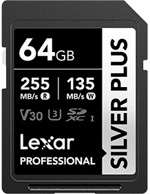 Lexar 64GB Professional SILVER PLUS UHS-I SDXC Memory Card V30