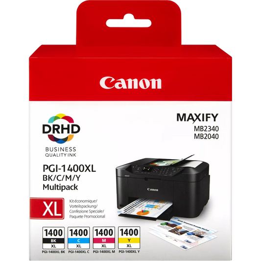 Canon PGI-1400XL High Yield BK/C/M/Y Ink Cartridge Multipack