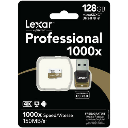 Lexar 128GB microSDXC UHS-II Memory Card with USB 3.0 Card Reader
