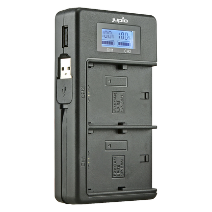 Jupio USB Dedicated Duo Charger LCD for Canon LP-E6/ LP-E6N/ LP-E6NH/ LP-E6P