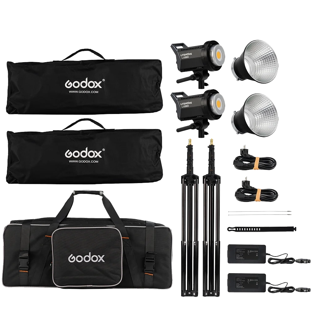 Godox 2-Light Kit Litemons LA150Bi Bi-color LED K2 with accessories